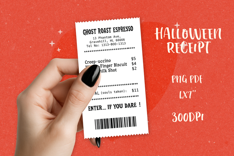 Spooky Halloween Receipt PNG|Funny Printable & Sublimation