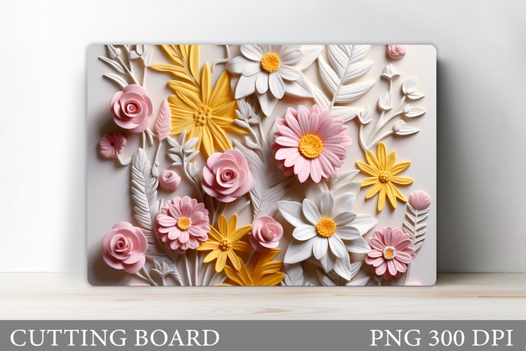 3D Flowers Cutting Board. Flowers Kitchen Cutting Board example image 1