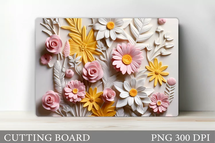 3D Flowers Cutting Board. Flowers Kitchen Cutting Board