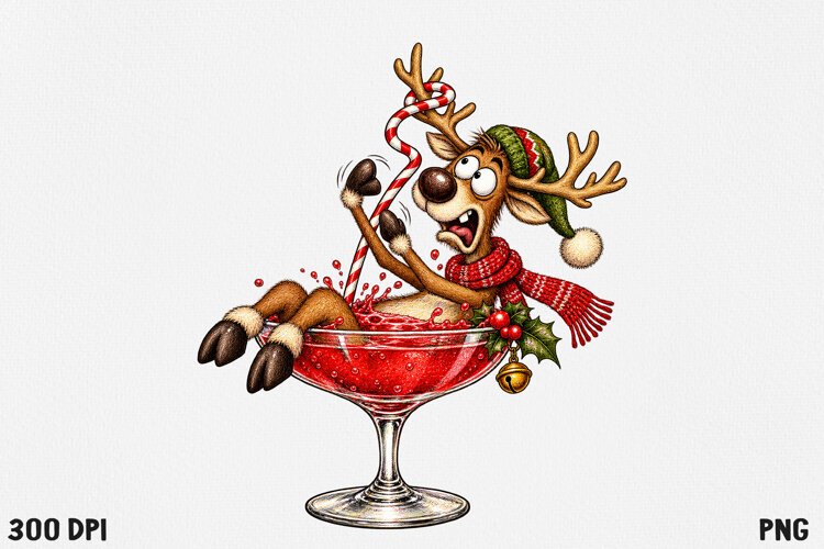 Funny Christmas Cocktail Clipart example image 1
