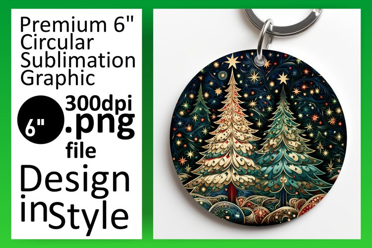 Festive Season Tree Pattern Sublimation Keychain