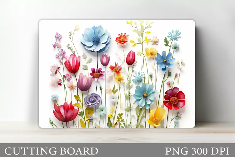 3D Wildflowers Cutting Board. Kitchen Cutting Board Design