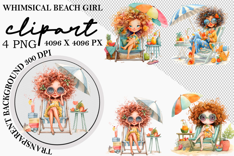 Whimsical Watermelon Girl Clipart Watercolor Png