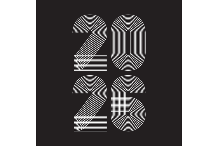 Minimal cover background with vertical 2026 number on black