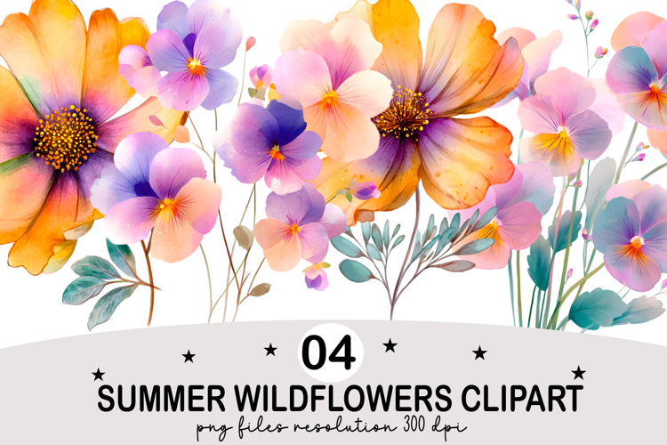 Summer Wildflowers Clipart Watercolor png