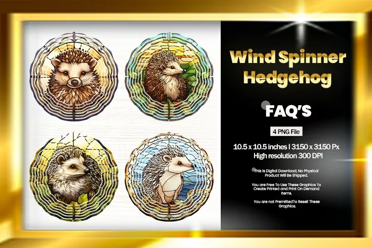 Hedgehog Wind Spinner Sublimation - 04 Variation