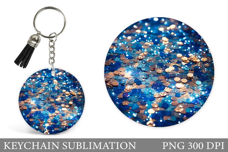 Glitter Keychain Sublimation. Shiny Round Keychain Design example image 1