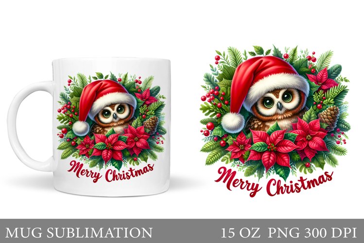 Christmas Owl Mug Design. Christmas Mug Sublimation