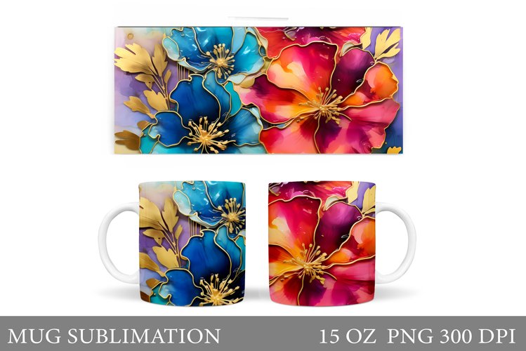 Flowers Mug Wrap Sublimation. Flowers Mug Wrap Design