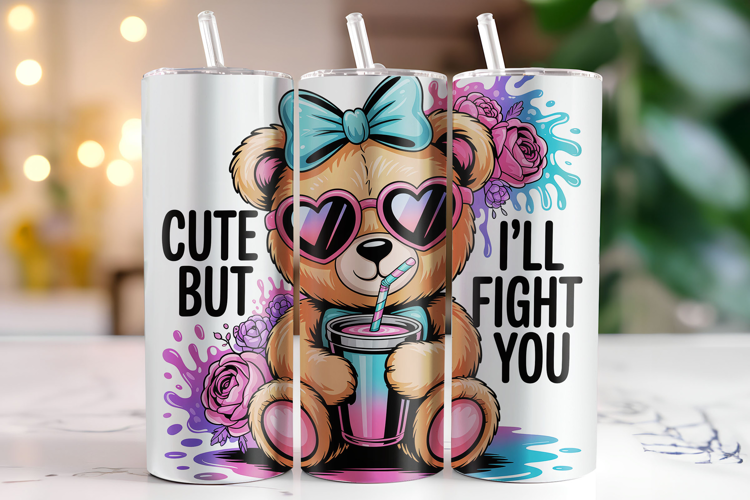 Cute but I'll Fight You Tumbler Wrap | Sublimation | Tumbler