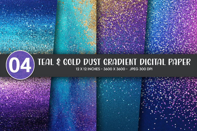 Teal & Gold Dust Gradient Digital Paper example image 1