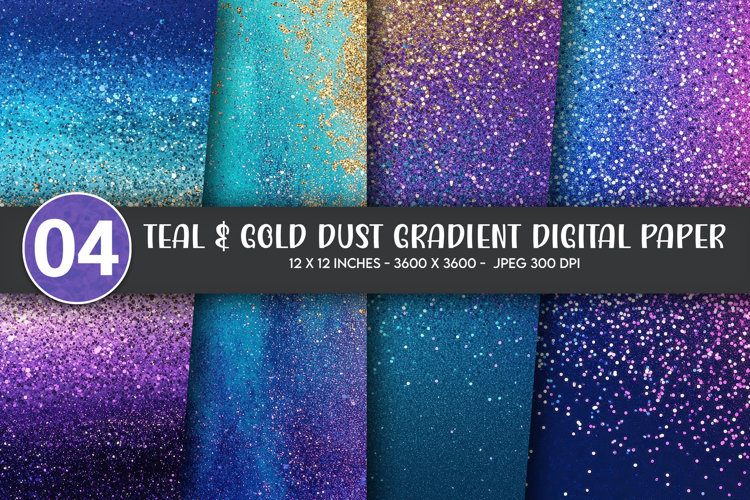 Teal & Gold Dust Gradient Digital Paper