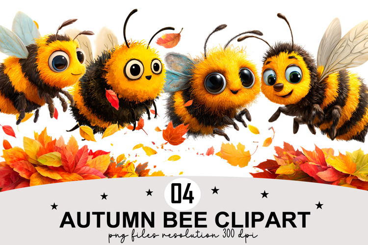 Whimsical Autumn Bee PNG Clipart Watercolor PNG