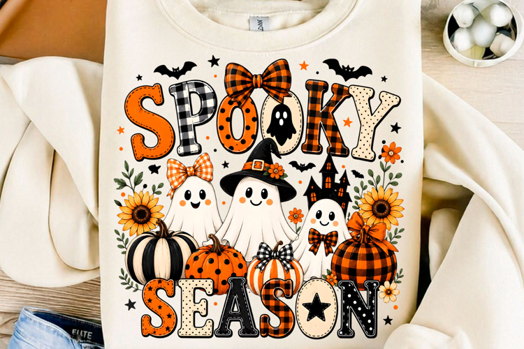 Spooky Season Cute Ghost Family PNG