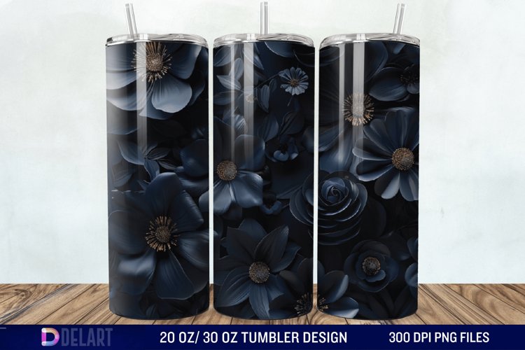 3d Dark floral Tumbler Wrap example image 1