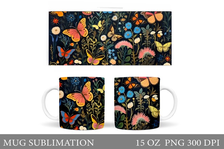 Butterflies Mug Sublimation. Butterflies Mug Design example image 1