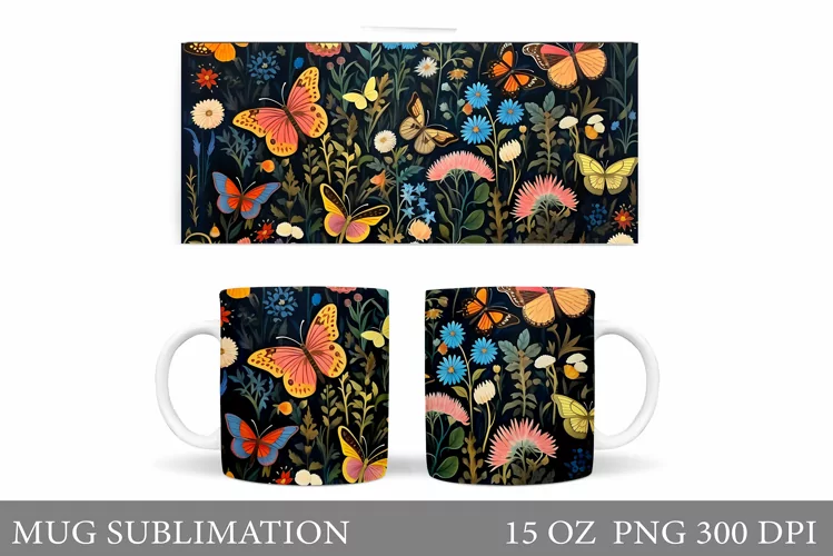 Butterflies Mug Sublimation. Butterflies Mug Design