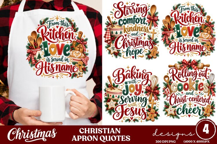 4 Christian Christmas Apron PNG Designs, 4 Faith Christmas B example image 1