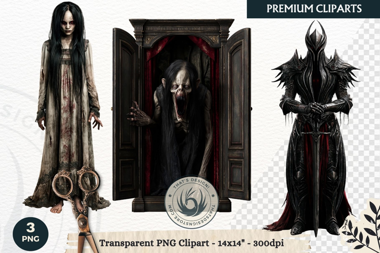 Dark Fantasy Halloween Horror Clipart PNG, Gothic Monster