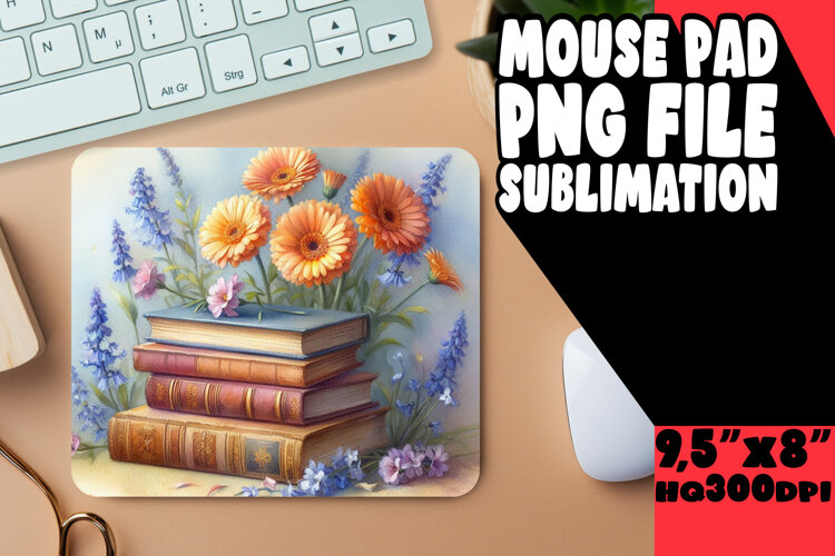 Cheerful Mouse Mat Sublimation Style, Books example image 1