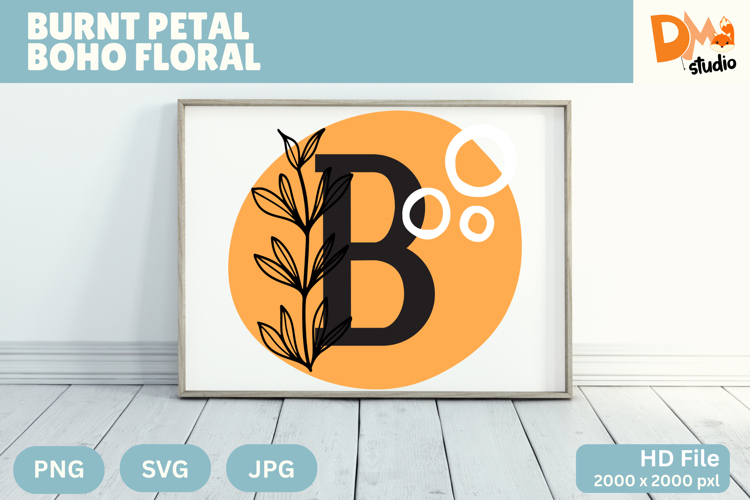 Burnt Petal Boho Floral Monogram
