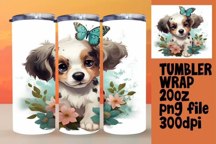 Artistic Watercolor Pup Tumbler Wrap Design