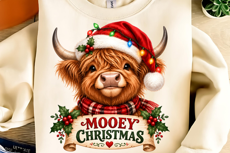 Highland Cow Christmas PNG Design, Trending Christmas PNG