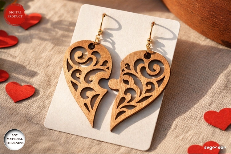Valentines Day Hearts Earrings SVG | Jewelry | Laser Cut