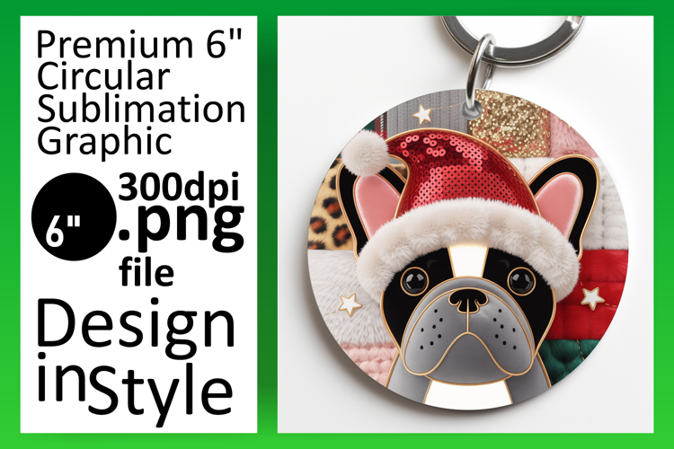 Artful Round Design Keychain Template , Holiday Pets