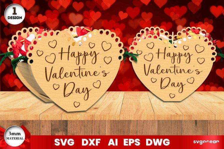 Valentines Day Basket Laser Cut | Gift Basket | SVG