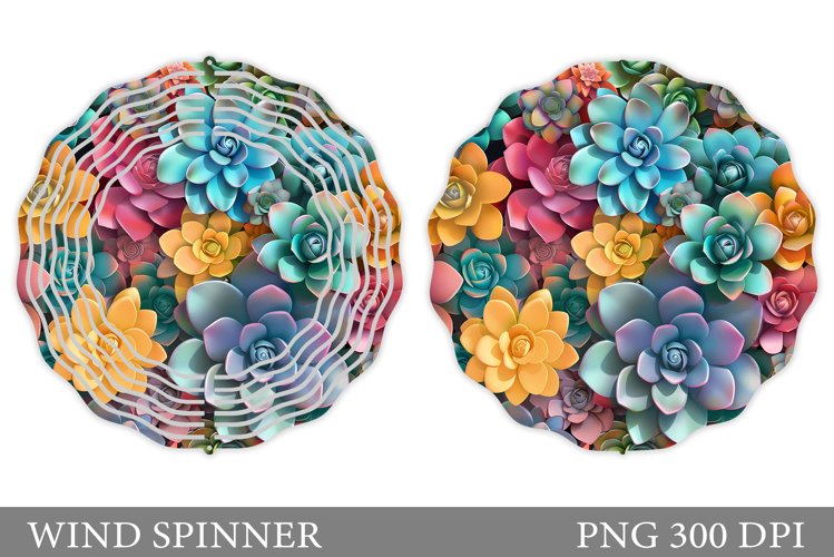 Succulents Wind Spinner Design. Plants Spinner Sublimation