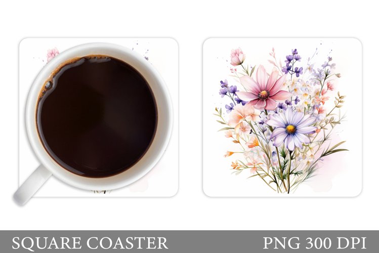 Wildflowers Coaster Design. Flowers Coaster Sublimation example image 1