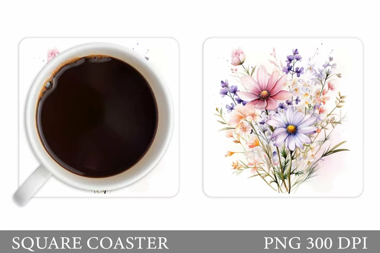 Wildflowers Coaster Design. Flowers Coaster Sublimation