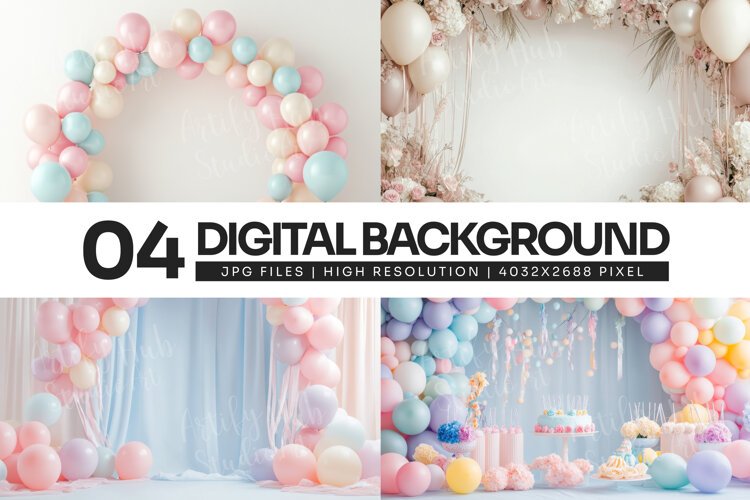 Elegant Pastel Balloon Party Background example image 1