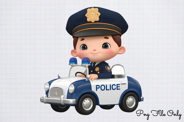 Watercolor Cute Police Clipart PNG