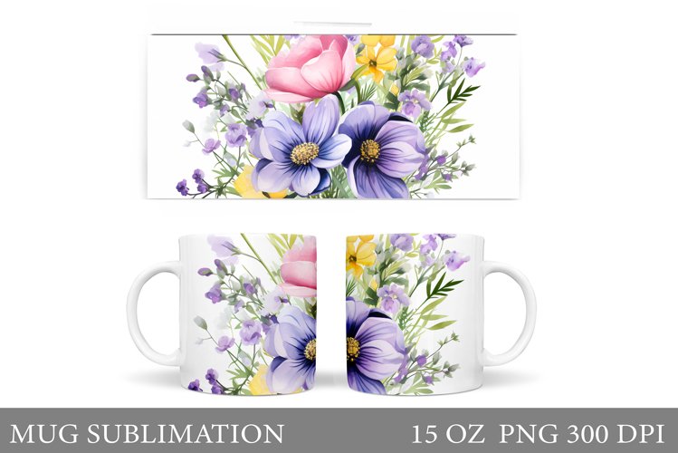 Flowers Mug Wrap Design. Flowers Mug Sublimation example image 1