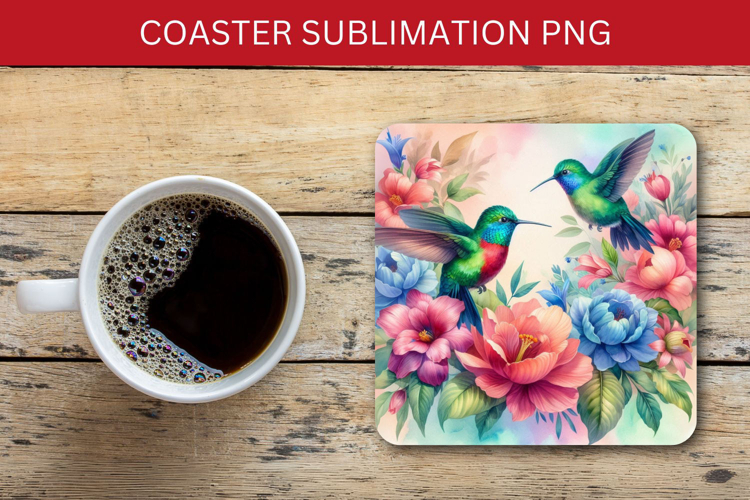 square coaster - hummingbird