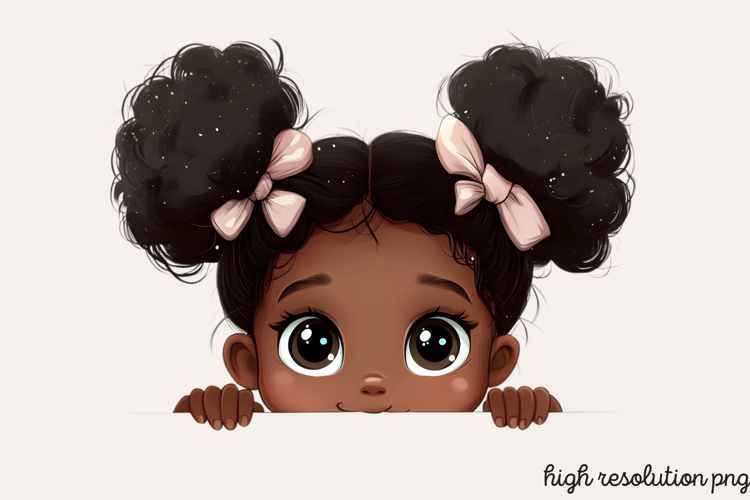 Peekaboo African Black Girl Clipart PNG