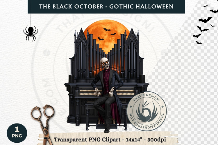The Black October Gothic Halloween Clipart, Horror character