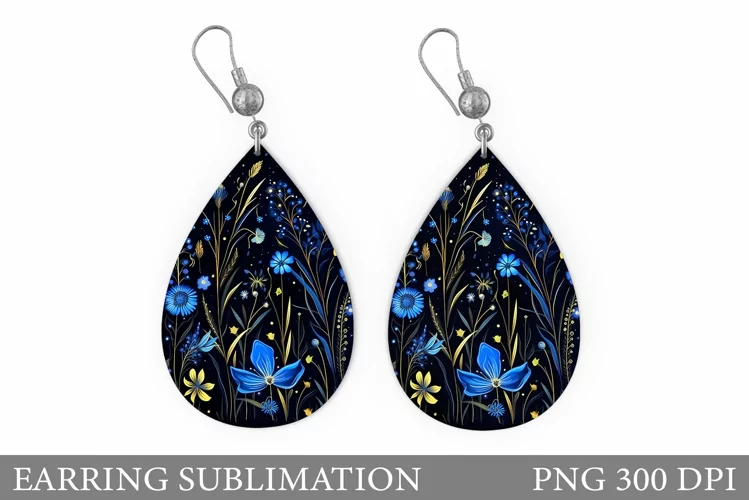 Flowers Earring Sublimation. Flowers Teardrop Earring