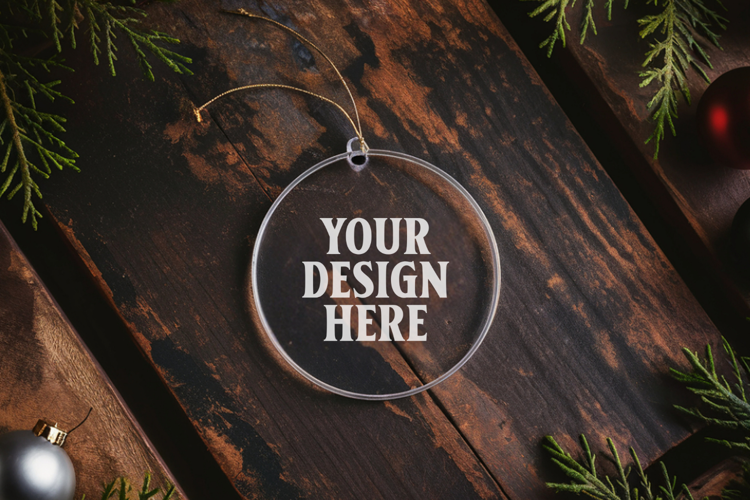 Acrylic Christmas Ornament Mockups | Clear Holiday Ornament