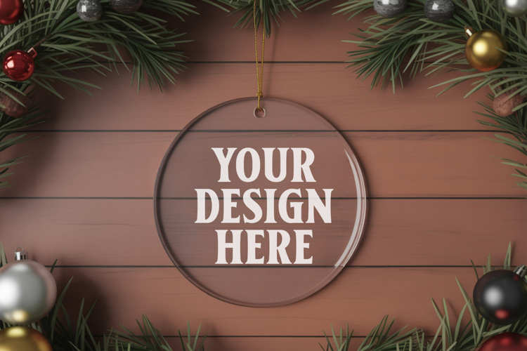 Acrylic Christmas Ornament Mockups , acrylic blank mockup