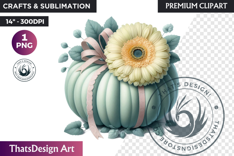 Pastel Floral baby shower wedding coquette pumpkin bow PNG