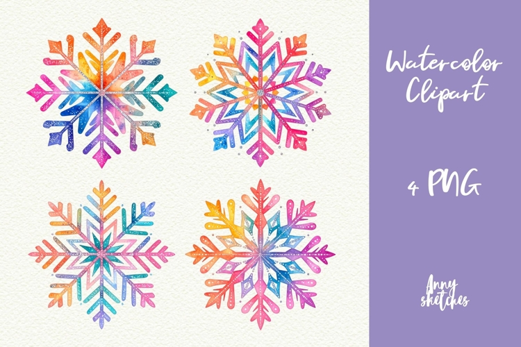 4 Disco Snowflakes Clipart Groovy Christmas PNG