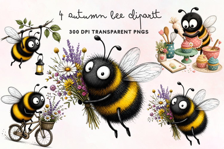 Autumn Bee Clipart PNG