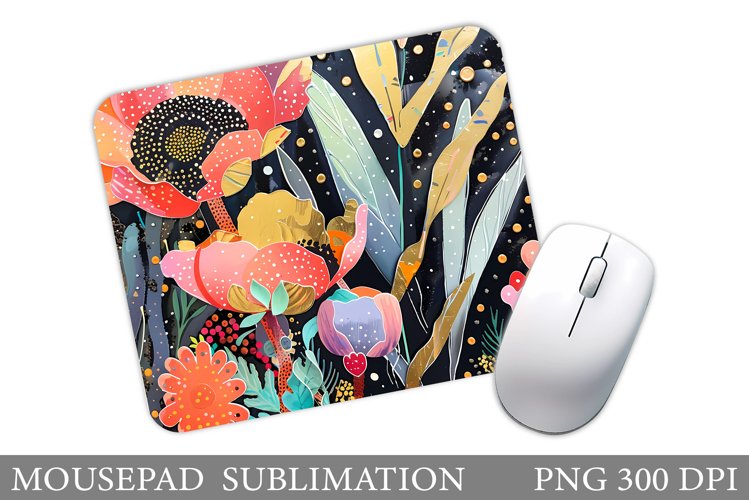 Flowers Mouse Pad Sublimation. Flowers Mouse Pad Design example image 1