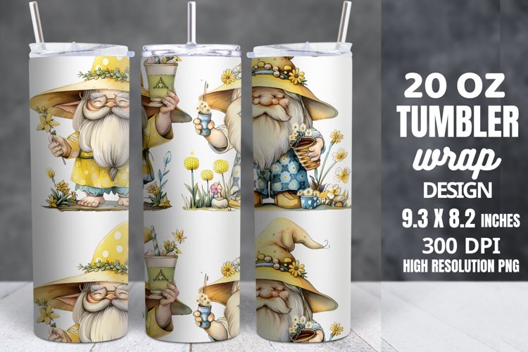 Spring Gnome Skinny Tumbler Sublimation example image 1
