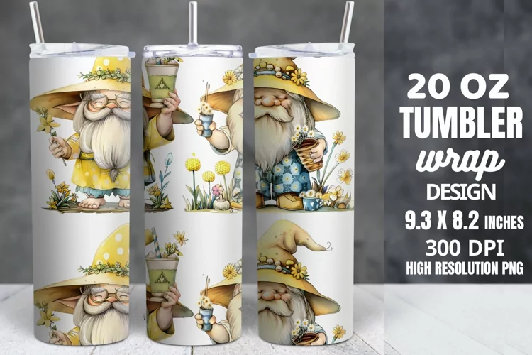 Spring Gnome Skinny Tumbler Sublimation