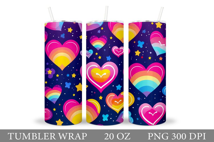 Hearts Tumbler Design. Colorful Hearts Tumbler Sublimation