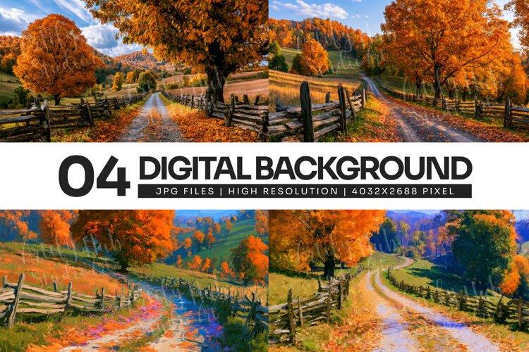 Autumn Countryside Mountain Road Background example image 1